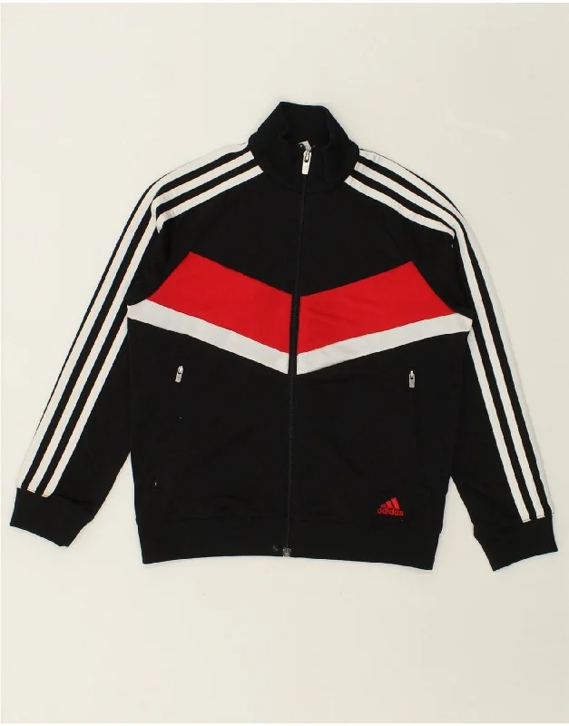 men's quilted jackets for rain -ADIDAS Boys Tracksuit Top Jacket 9-10 Years Black Colourblock Polyester