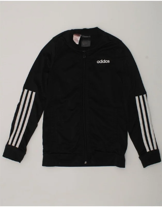 men's wool jackets -ADIDAS Boys Tracksuit Top Jacket 9-10 Years Black Polyester