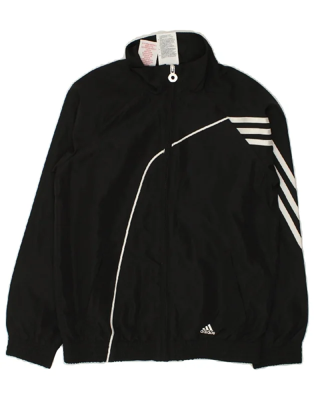 men's rain-resistant jackets -ADIDAS Boys Tracksuit Top Jacket 9-10 Years Black Polyester