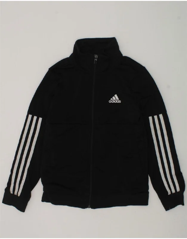 men's wool jackets -ADIDAS Boys Tracksuit Top Jacket 9-10 Years Black Polyester