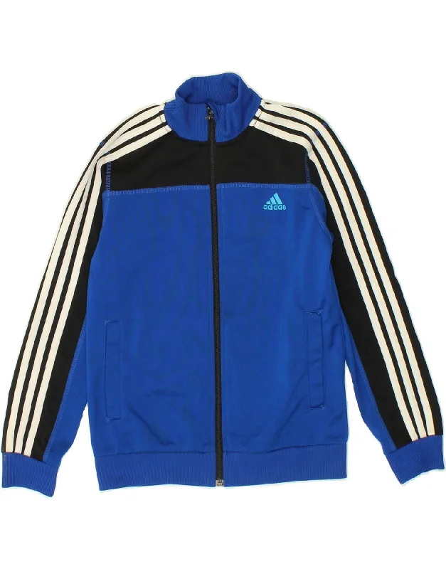 men's stylish black jackets -ADIDAS Boys Tracksuit Top Jacket 9-10 Years Blue Colourblock Polyester