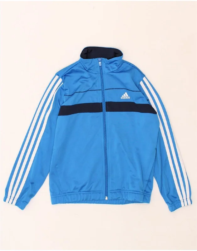 men's tailored outdoor jackets -ADIDAS Boys Tracksuit Top Jacket 9-10 Years Blue Colourblock Polyester