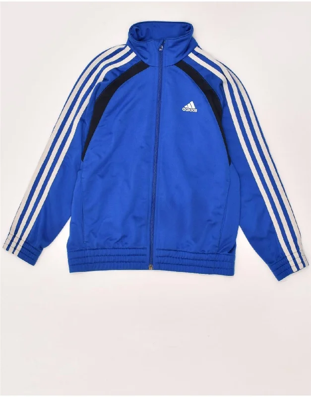 men's varsity jackets -ADIDAS Boys Tracksuit Top Jacket 9-10 Years Blue Polyester