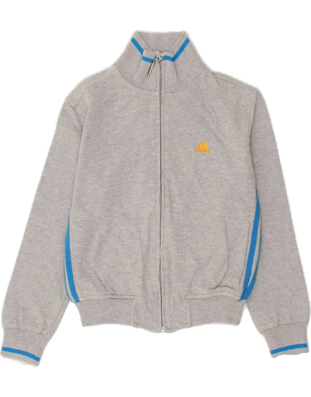 men's zip-up hooded jackets -ADIDAS Boys Tracksuit Top Jacket 9-10 Years Grey Cotton