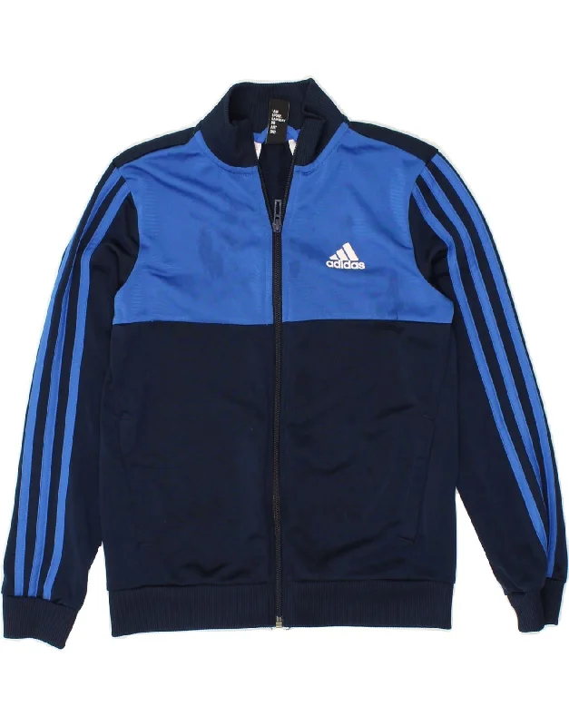 men's wool jackets -ADIDAS Boys Tracksuit Top Jacket 9-10 Years Navy Blue Colourblock