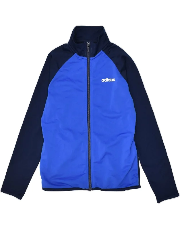 men's bomber jackets -ADIDAS Boys Tracksuit Top Jacket 9-10 Years Navy Blue Colourblock