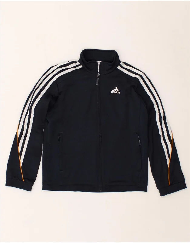 men's quilted jackets for rain -ADIDAS Boys Tracksuit Top Jacket 9-10 Years Navy Blue Polyester