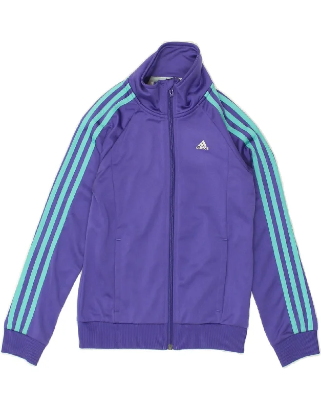 men's warm and insulated jackets -ADIDAS Boys Tracksuit Top Jacket 9-10 Years Purple Polyester