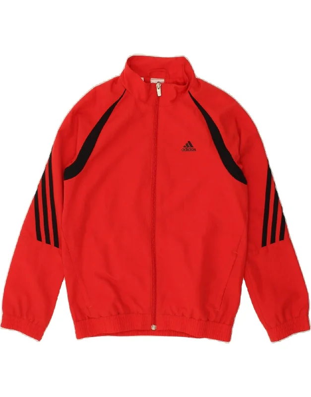 men's casual quilted jackets -ADIDAS Boys Tracksuit Top Jacket 9-10 Years Red Colourblock Polyester