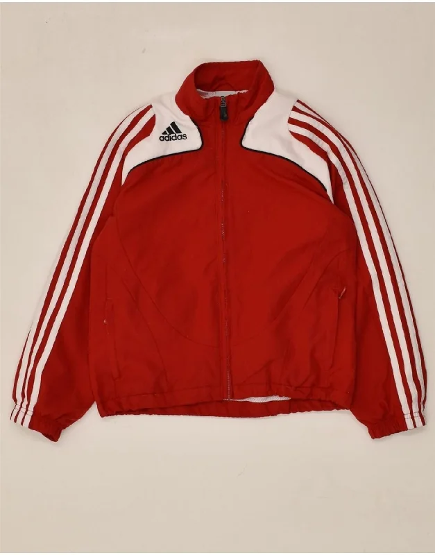 men's lightweight windbreakers -ADIDAS Boys Tracksuit Top Jacket 9-10 Years Red Polyester