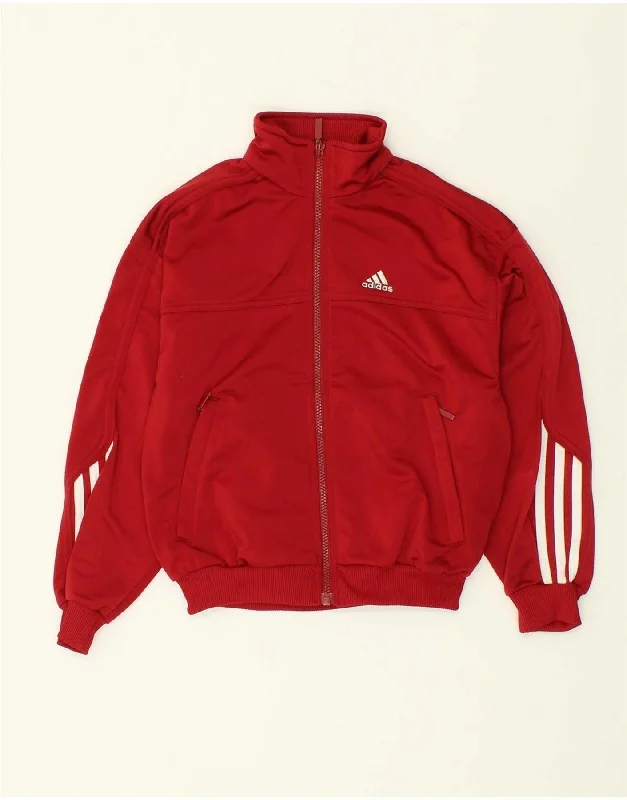 men's rugged jackets -ADIDAS Boys Tracksuit Top Jacket 9-10 Years Red Polyester