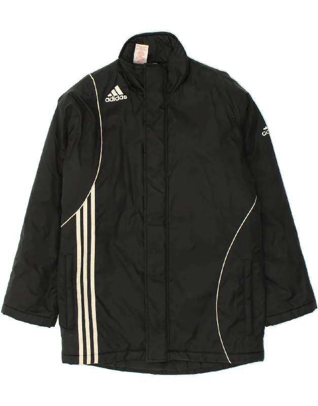 men's softshell jackets -ADIDAS Boys Windbreaker Jacket 13-14 Years Black Nylon