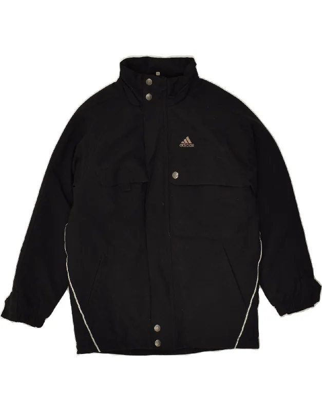 men's military jackets -ADIDAS Boys Windbreaker Jacket 9-10 Years Black Polyamide