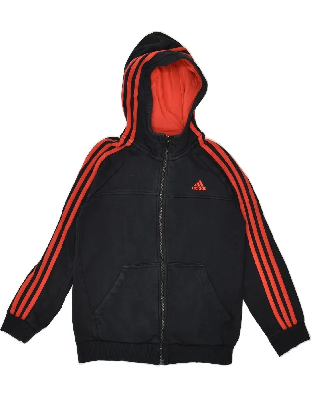 men's lightweight pullover sweaters -ADIDAS Boys Zip Hoodie Sweater 11-12 Years Black Cotton