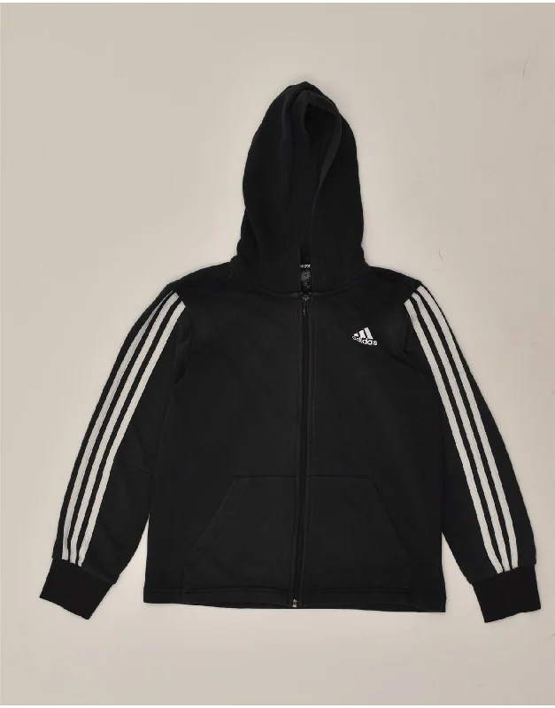 men's high-quality cashmere sweaters -ADIDAS Boys Zip Hoodie Sweater 11-12 Years Black Cotton