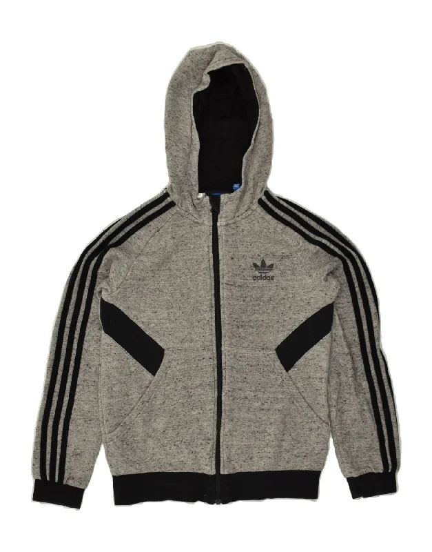 men's designer sweaters -ADIDAS Boys Zip Hoodie Sweater 11-12 Years  Grey Cotton