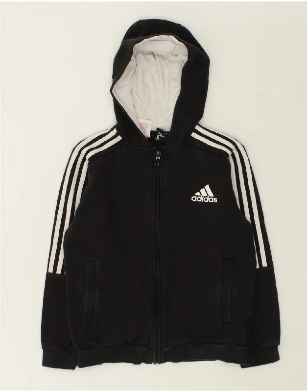 men's outdoor wool sweaters -ADIDAS Boys Zip Hoodie Sweater 11-12 Years Medium  Black Cotton