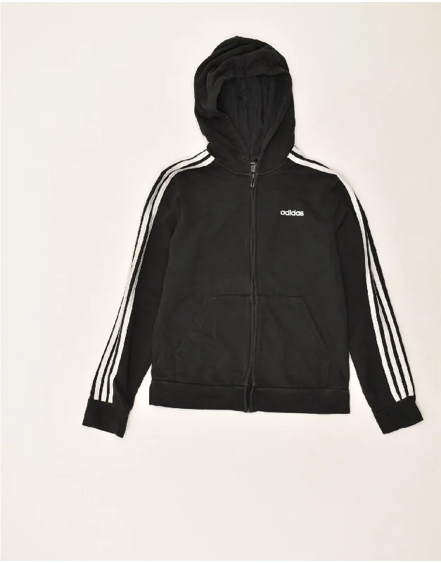 men's soft knit sweaters -ADIDAS Boys Zip Hoodie Sweater 12-13 Years Medium  Black