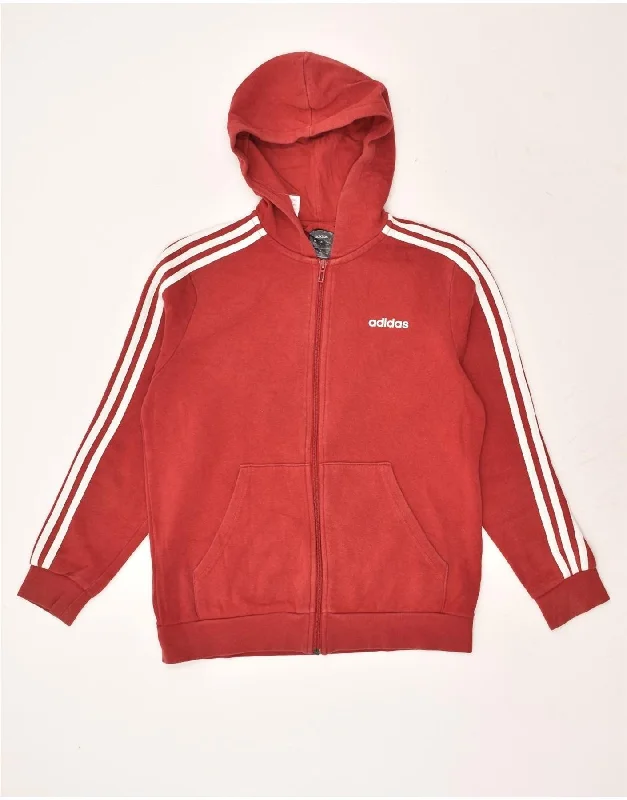 men's formal wool sweaters -ADIDAS Boys Zip Hoodie Sweater 13-14 Years Large  Red Cotton