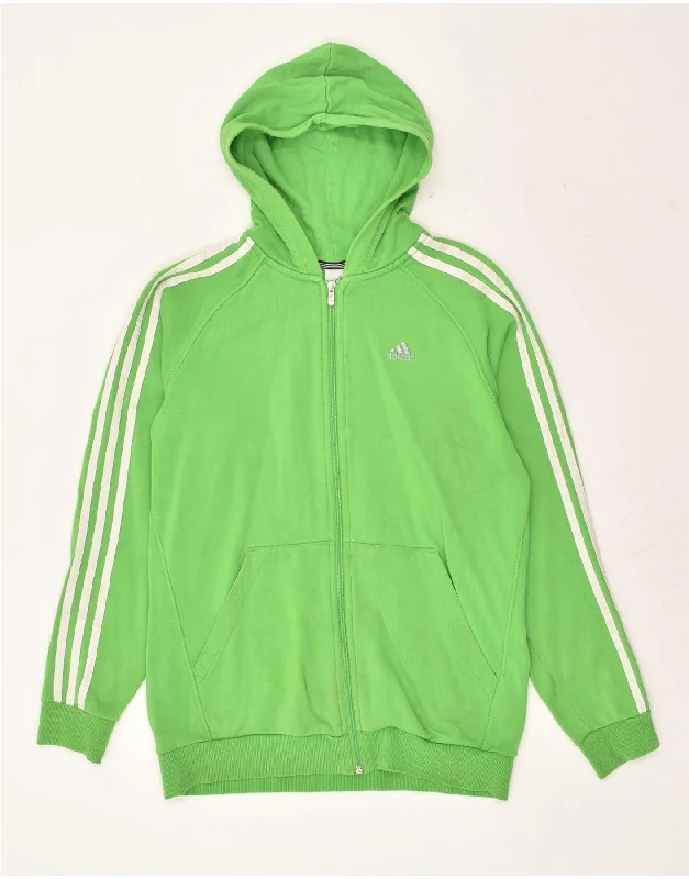 men's colorful sweaters -ADIDAS Boys Zip Hoodie Sweater 15-16 Years Green Cotton