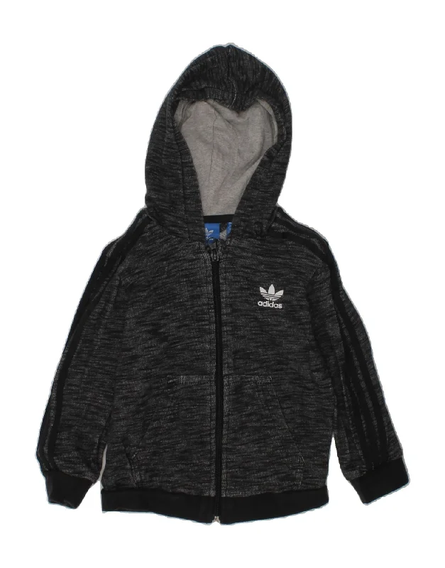 men's stylish cardigans -ADIDAS Boys Zip Hoodie Sweater 2-3 Years Grey Pinstripe Cotton