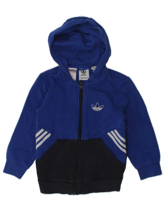 men's stylish winter sweaters -ADIDAS Boys Zip Hoodie Sweater 3-4 Years Navy Blue Colourblock Cotton