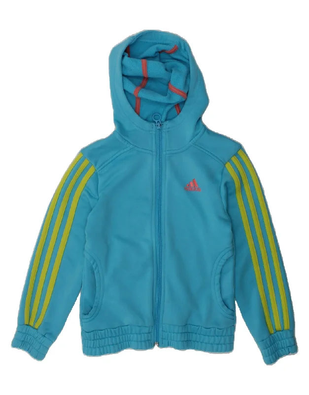 men's outdoor sweaters -ADIDAS Boys Zip Hoodie Sweater 4-5 Years Blue Polyester