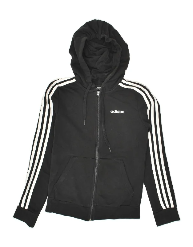 men's festive sweaters -ADIDAS Boys Zip Hoodie Sweater 4-5 Years XS  Black Cotton