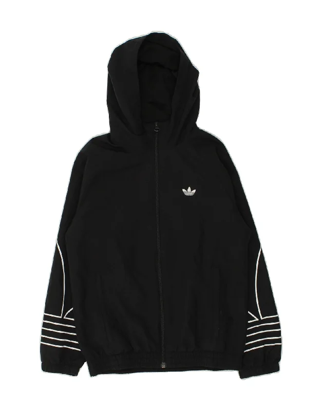 men's outdoor cashmere sweaters -ADIDAS Boys Zip Hoodie Sweater 7-8 Years Black Polyester