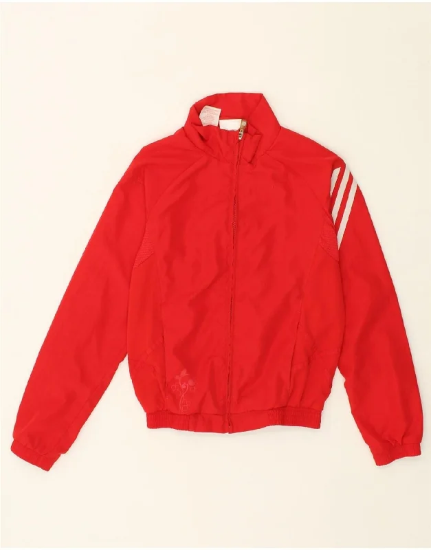 men's formal jackets -ADIDAS Girls Clima 365 Tracksuit Top Jacket 11-12 Years Red Polyester