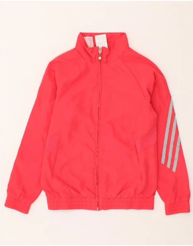 men's winter coats with fur -ADIDAS Girls Clima 365 Tracksuit Top Jacket 7-8 Years Red Polyester