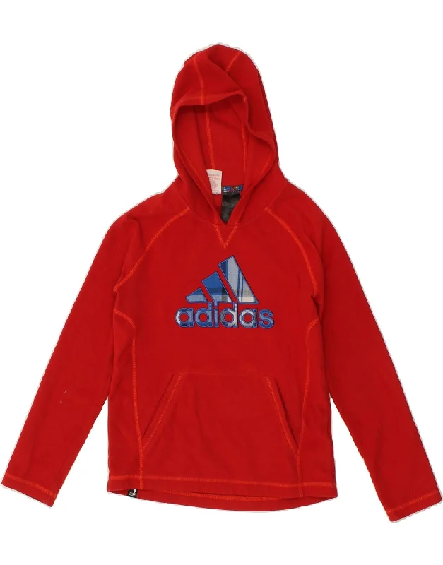 men's oversized hoodies -ADIDAS Girls Graphic Fleece Hoodie Jumper 7-8 Years Red Polyester