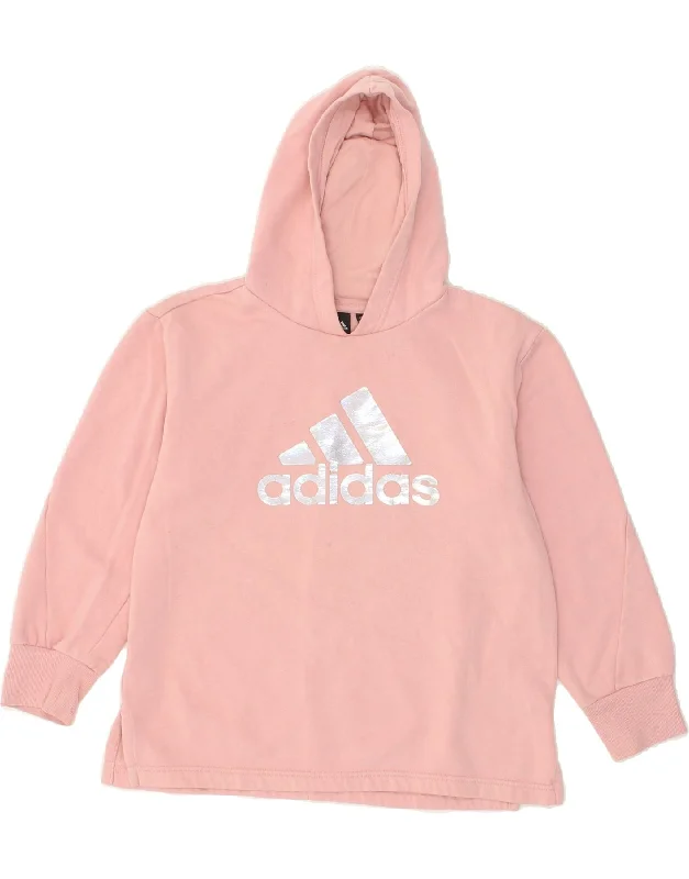 men's streetwear hoodies -ADIDAS Girls Graphic Hoodie Jumper 11-12 Years Pink Cotton