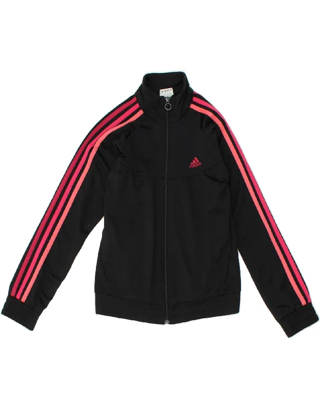 men's stylish jackets for winter -ADIDAS Girls Graphic Tracksuit Top Jacket 11-12 Years Black Polyester