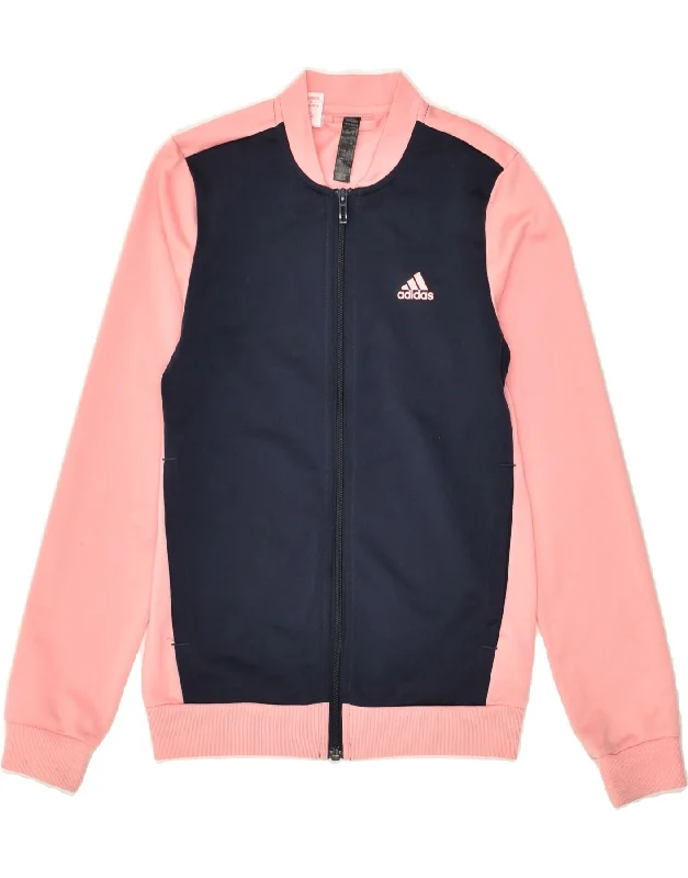 men's denim jackets -ADIDAS Girls Graphic Tracksuit Top Jacket 11-12 Years Pink Colourblock