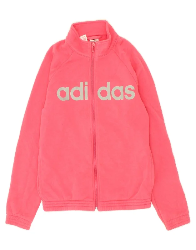 men's professional jackets -ADIDAS Girls Graphic Tracksuit Top Jacket 11-12 Years Pink Cotton