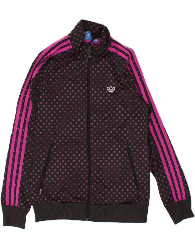 men's lightweight jackets for travel -ADIDAS Girls Graphic Tracksuit Top Jacket 14-15 Years Black Spotted