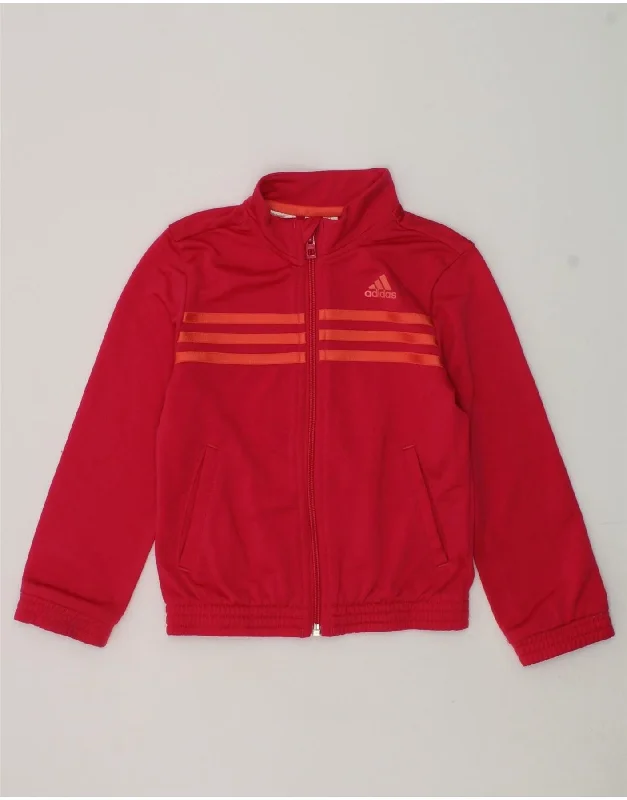 men's parka jackets for cold weather -ADIDAS Girls Graphic Tracksuit Top Jacket 5-6 Years Red Polyester