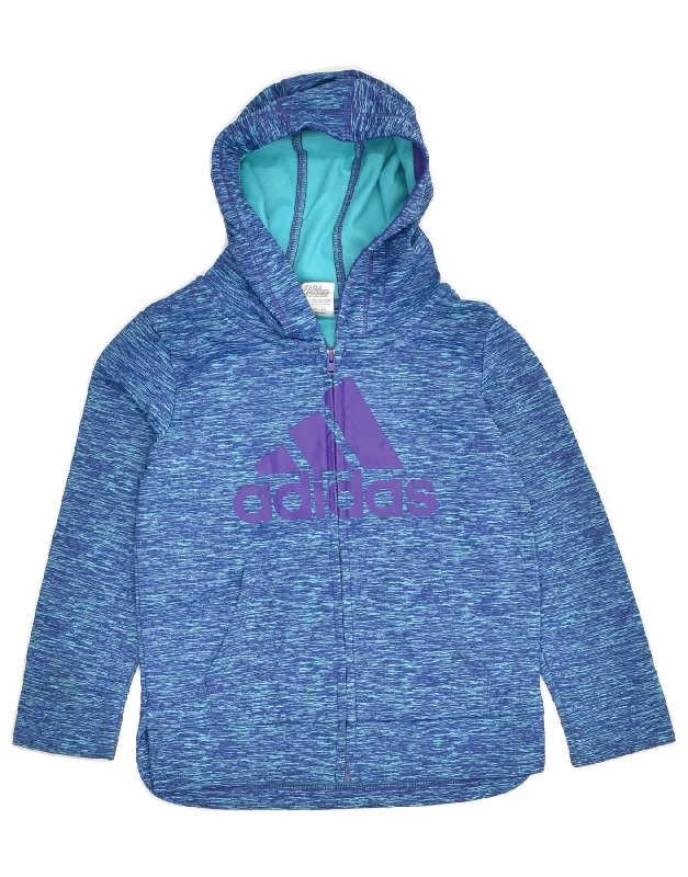 men's lightweight cardigans -ADIDAS Girls Graphic Zip Hoodie Sweater 3-4 Years Blue Pinstripe Polyester