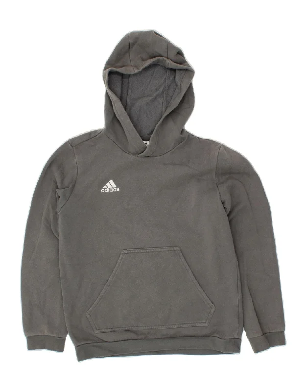 men's hoodie for casual wear -ADIDAS Girls Hoodie Jumper 11-12 Years Grey Cotton