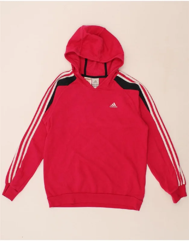 men's cotton hoodies -ADIDAS Girls Hoodie Jumper 13-14 Years Pink Colourblock Cotton