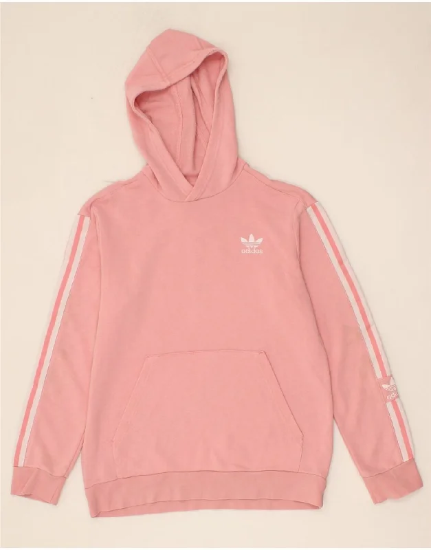 men's fleece-lined hoodies -ADIDAS Girls Hoodie Jumper 13-14 Years Pink Cotton