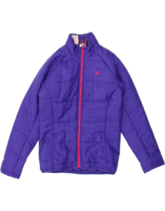 men's casual blazers -ADIDAS Girls Padded Jacket 11-12 Years Purple Polyester