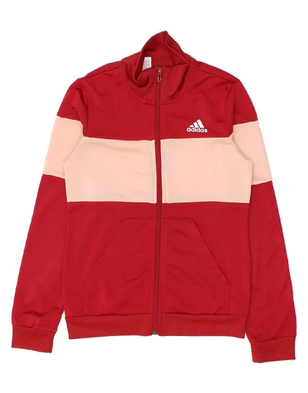 men's puffer jackets -ADIDAS Girls Tracksuit Top Jacket 11-12 Years Red Colourblock Polyester