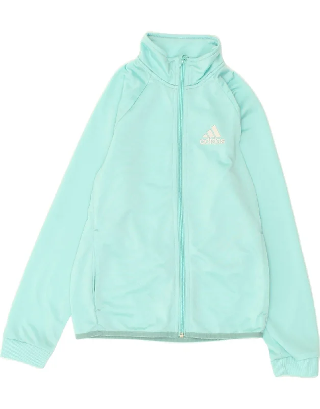 men's rainproof jackets for hiking -ADIDAS Girls Tracksuit Top Jacket 11-12 Years Turquoise Polyester