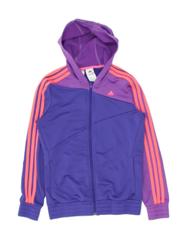 men's sports jackets -ADIDAS Girls Tracksuit Top Jacket 13-14 Years Blue Colourblock