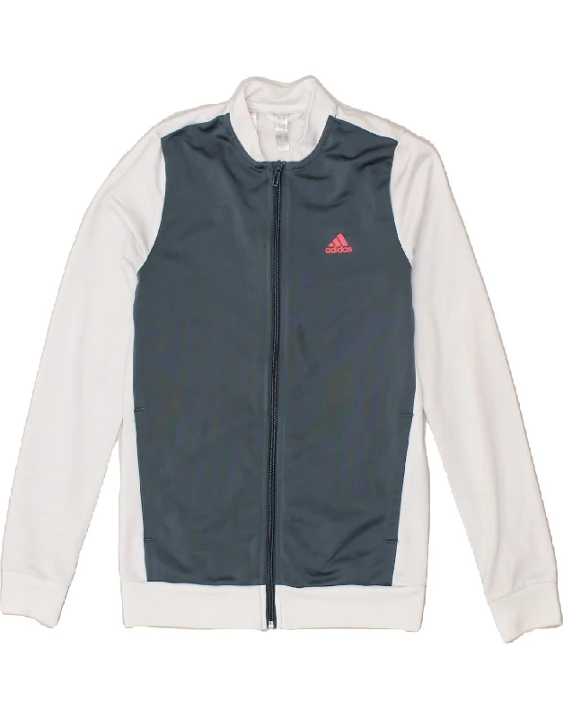 men's insulated winter jackets -ADIDAS Girls Tracksuit Top Jacket 14-15 Years White Colourblock Polyester