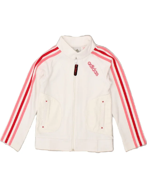 men's high-performance jackets -ADIDAS Girls Tracksuit Top Jacket 5-6 Years White Cotton