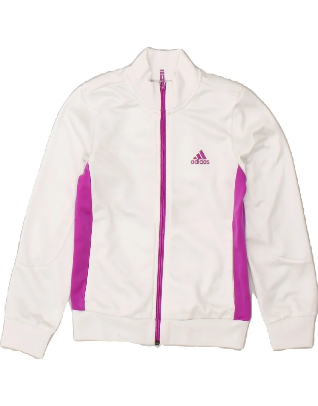 men's quilted jackets -ADIDAS Girls Tracksuit Top Jacket 7-8 Years XS  White Colourblock