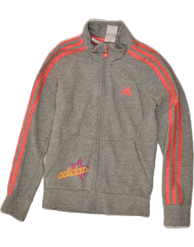 men's fashionable winter jackets -ADIDAS Girls Tracksuit Top Jacket 8-9 Years Grey Cotton